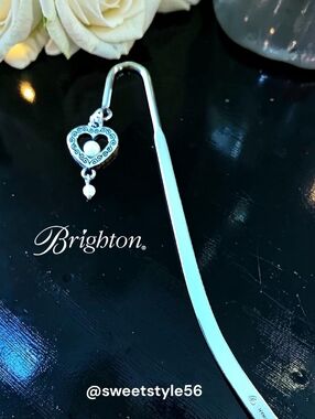 BRIGHTON "Sorority" Silver and Pearl Bookmark from Brighton TIMELESS!
